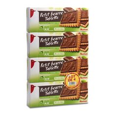 AUCHAN Petit beurre tablette chocolat noisettes 4x150g
