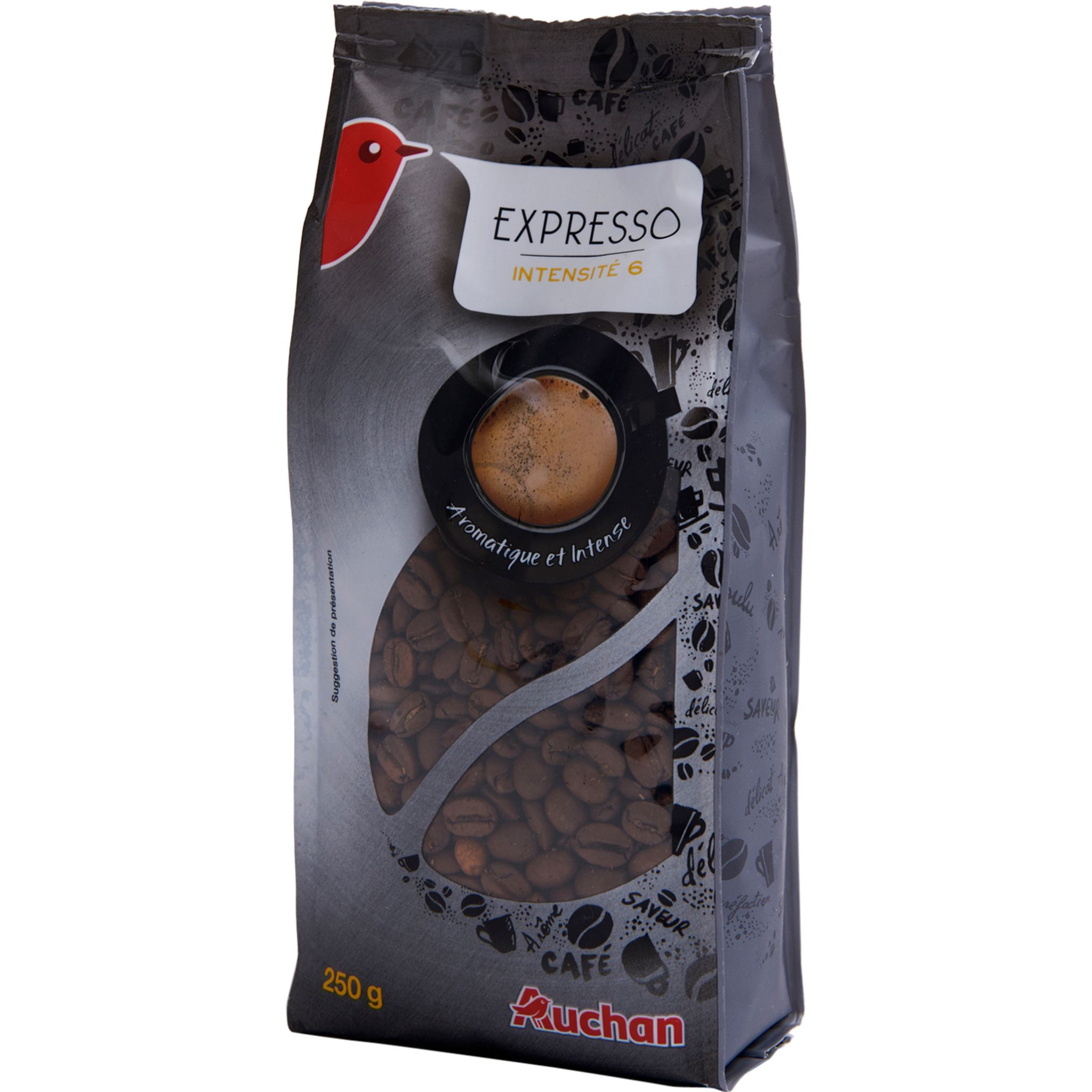 AUCHAN Café en grains espresso 100% arabica intensité 8 500g pas cher 