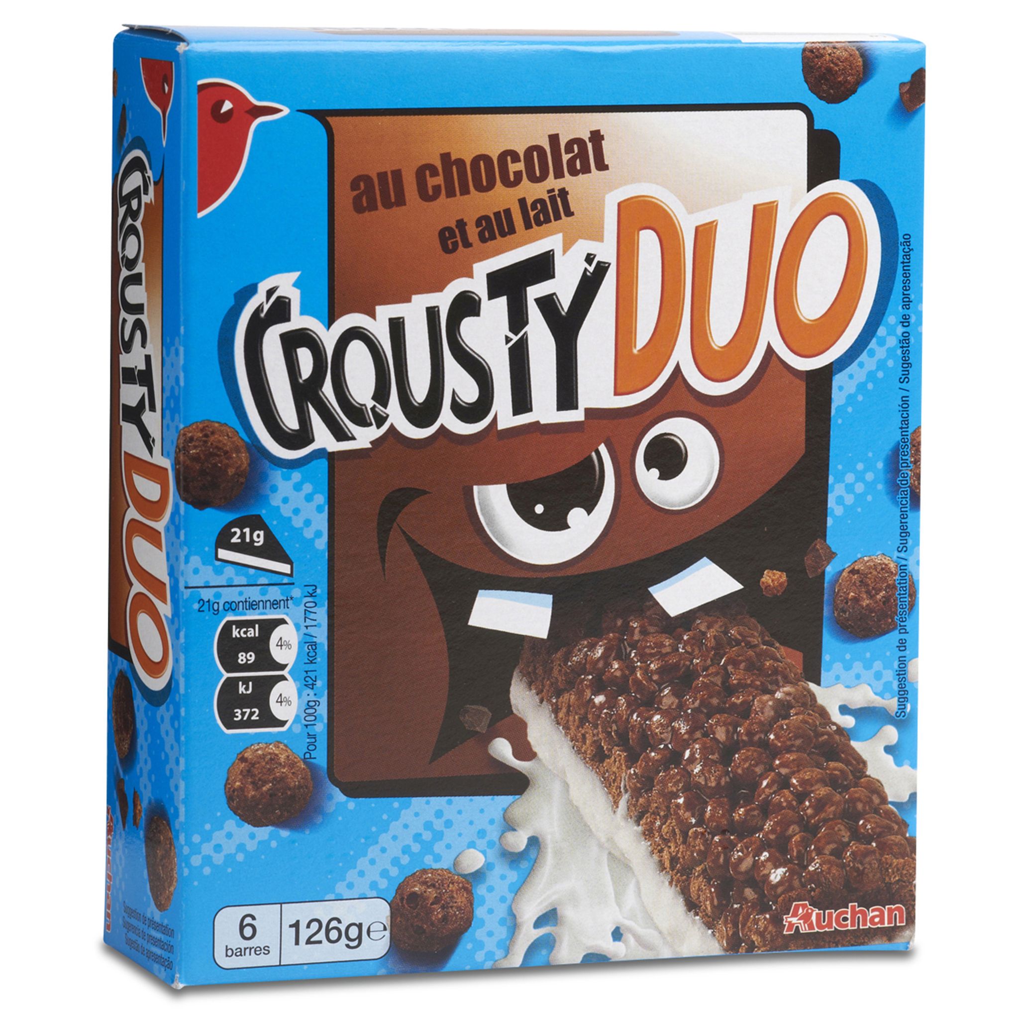 AUCHAN : Crousty - Barres céréalières au chocolat noir et 5 céréales -  chronodrive