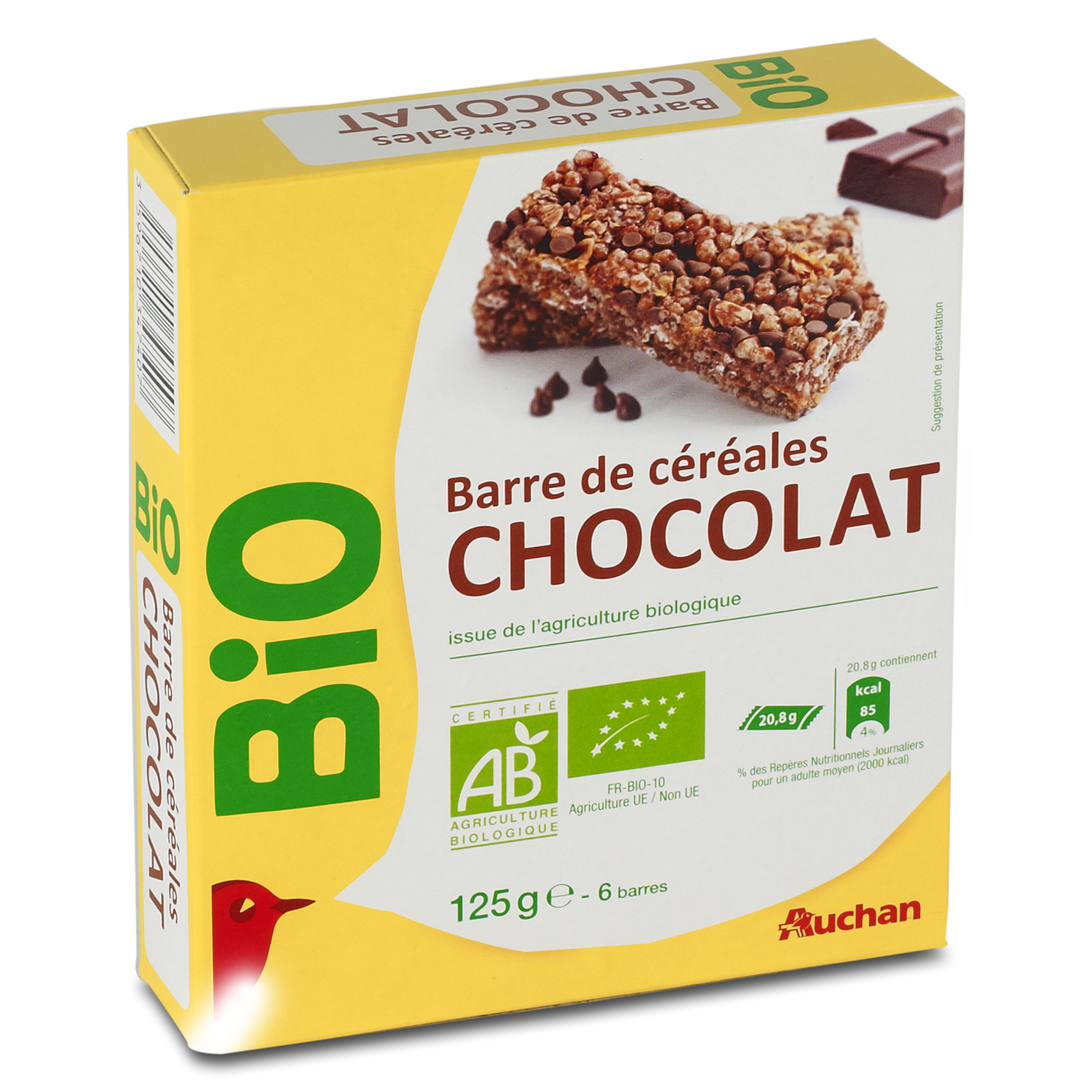 AUCHAN Crousti barres de céréales au chocolat noir 6 barres 126g pas cher 