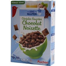 AUCHAN MIEUX VIVRE Céréales fourrées chocolat noisettes sans gluten 375g