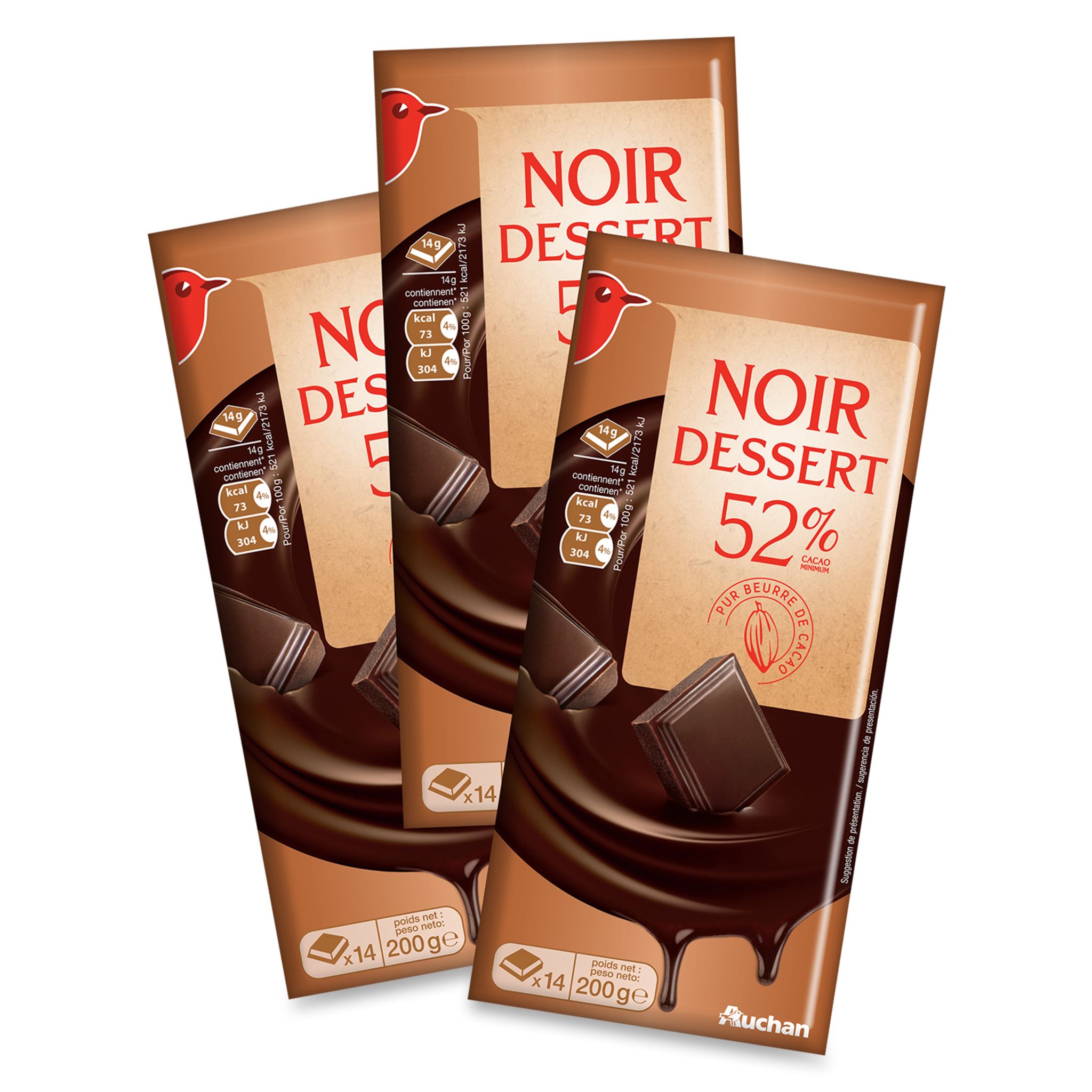 AUCHAN CULTIVONS LE BON Tablette de chocolat noir pâtissier corsé