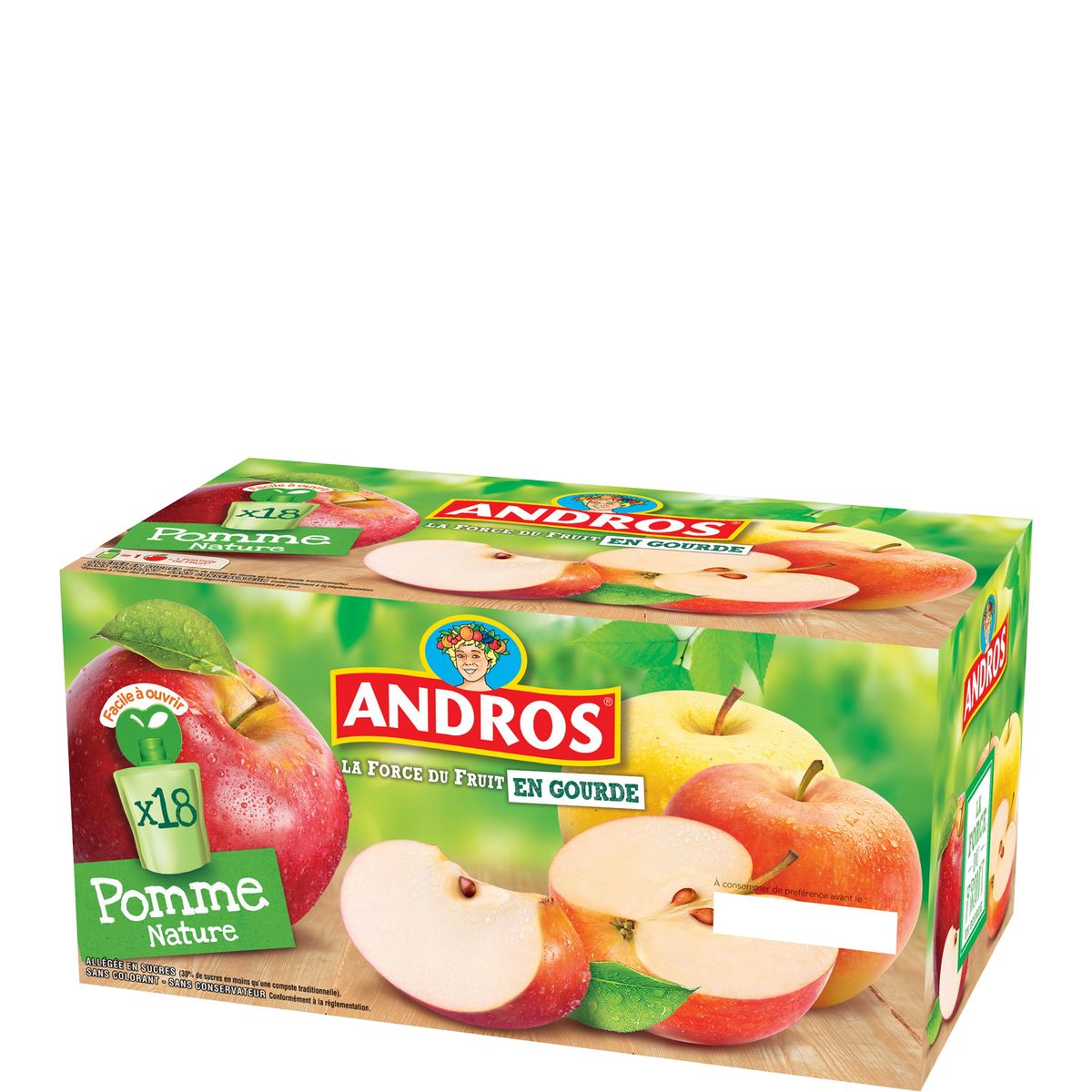 ANDROS Andros compote de pomme nature gourde 18x90g pas cher