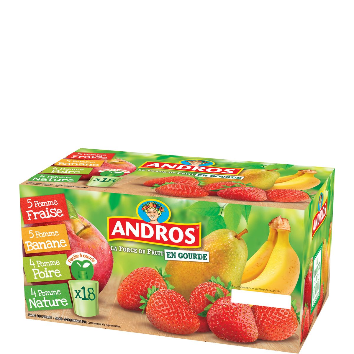 ANDROS Andros compote gourdes panaché 18x90g pas cher 
