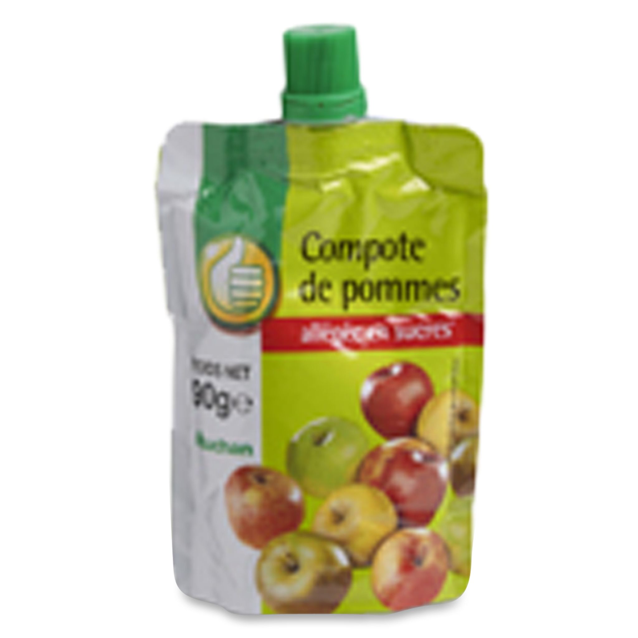 POUCE Auchan Essentiel Gourde compote de pomme allégée en sucres 1x90g  1x90g pas cher 