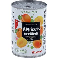 AUCHAN Oreillons d'abricots au sirop léger 1-2 portions 420g