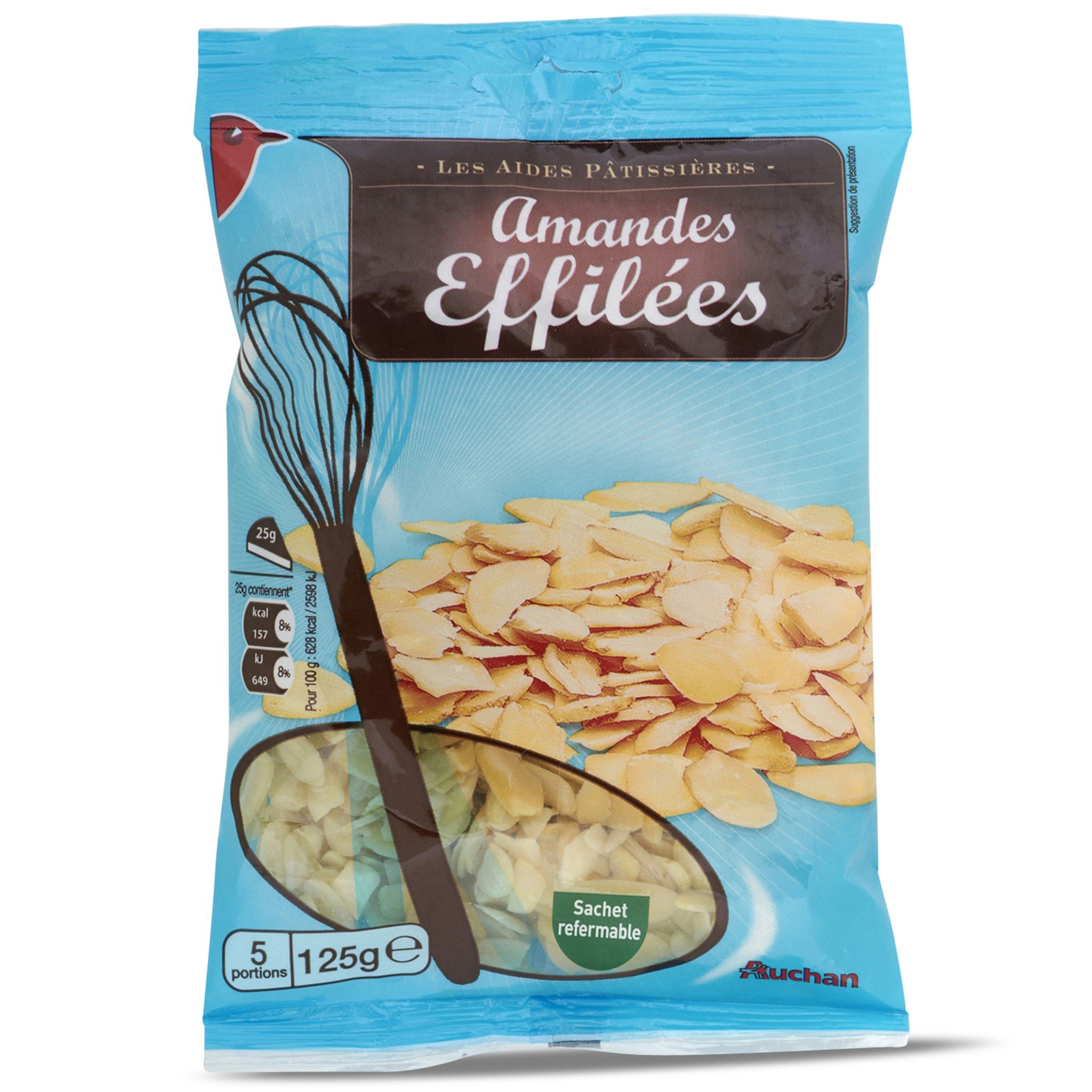 AUCHAN Amandes émondées en poudre sachet refermable 125g pas cher 