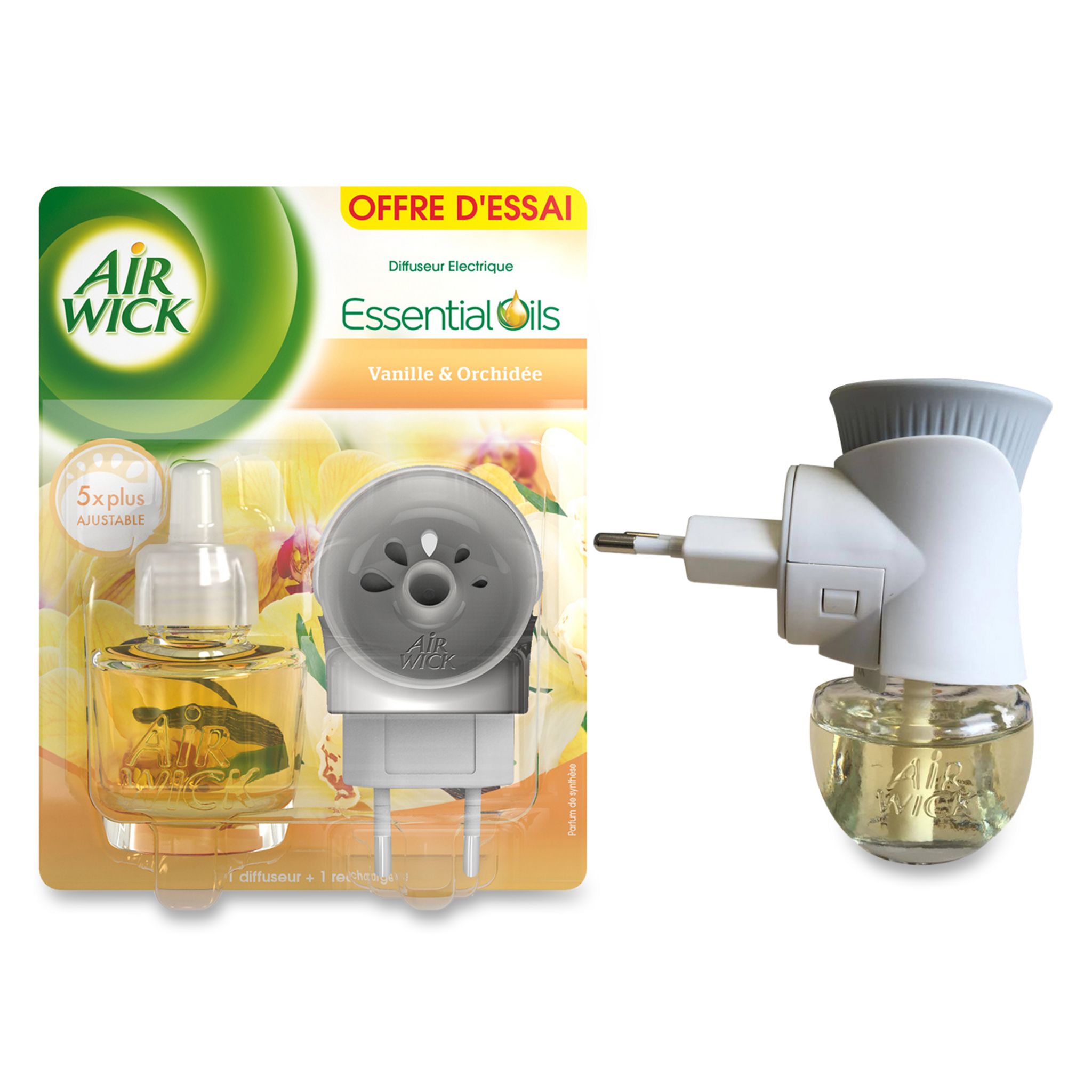 AIR WICK Essential Oils diffuseur electrique vanille orchidée 19ml pas cher  