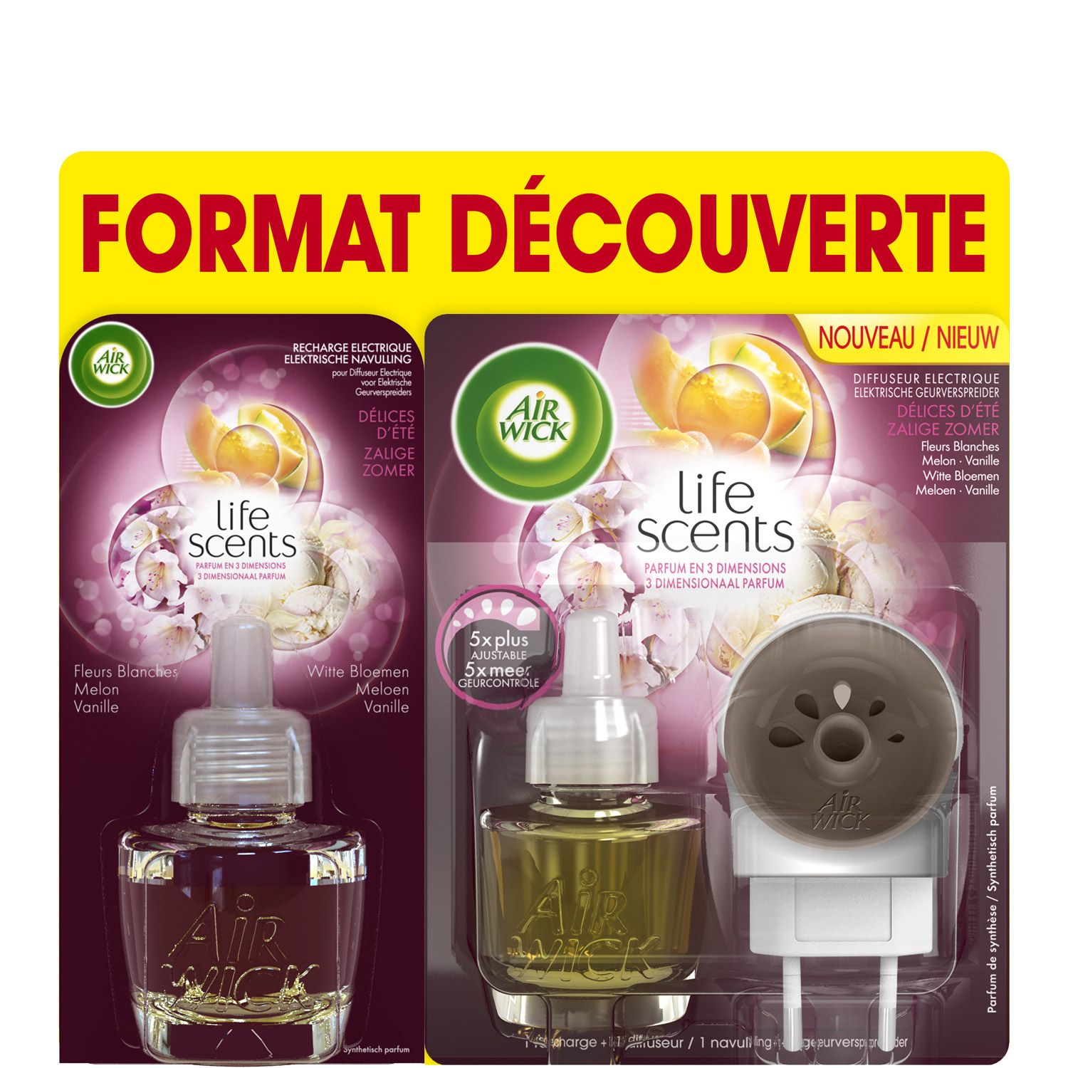 Diffuseur de parfum électrique Air Wick Délices d'été - Recharge - 3x19ml