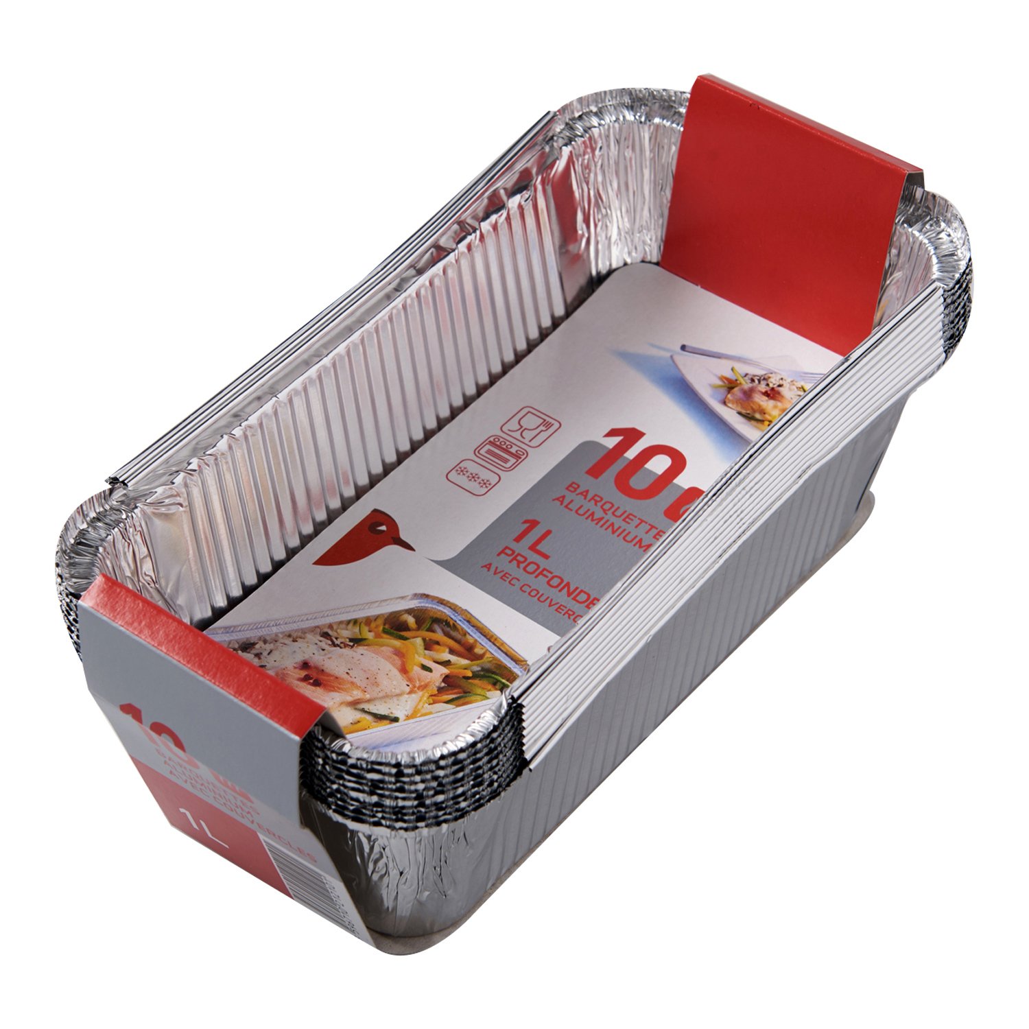 AUCHAN Barquettes aluminium plates avec couvercles 2l 5 barquettes pas cher  