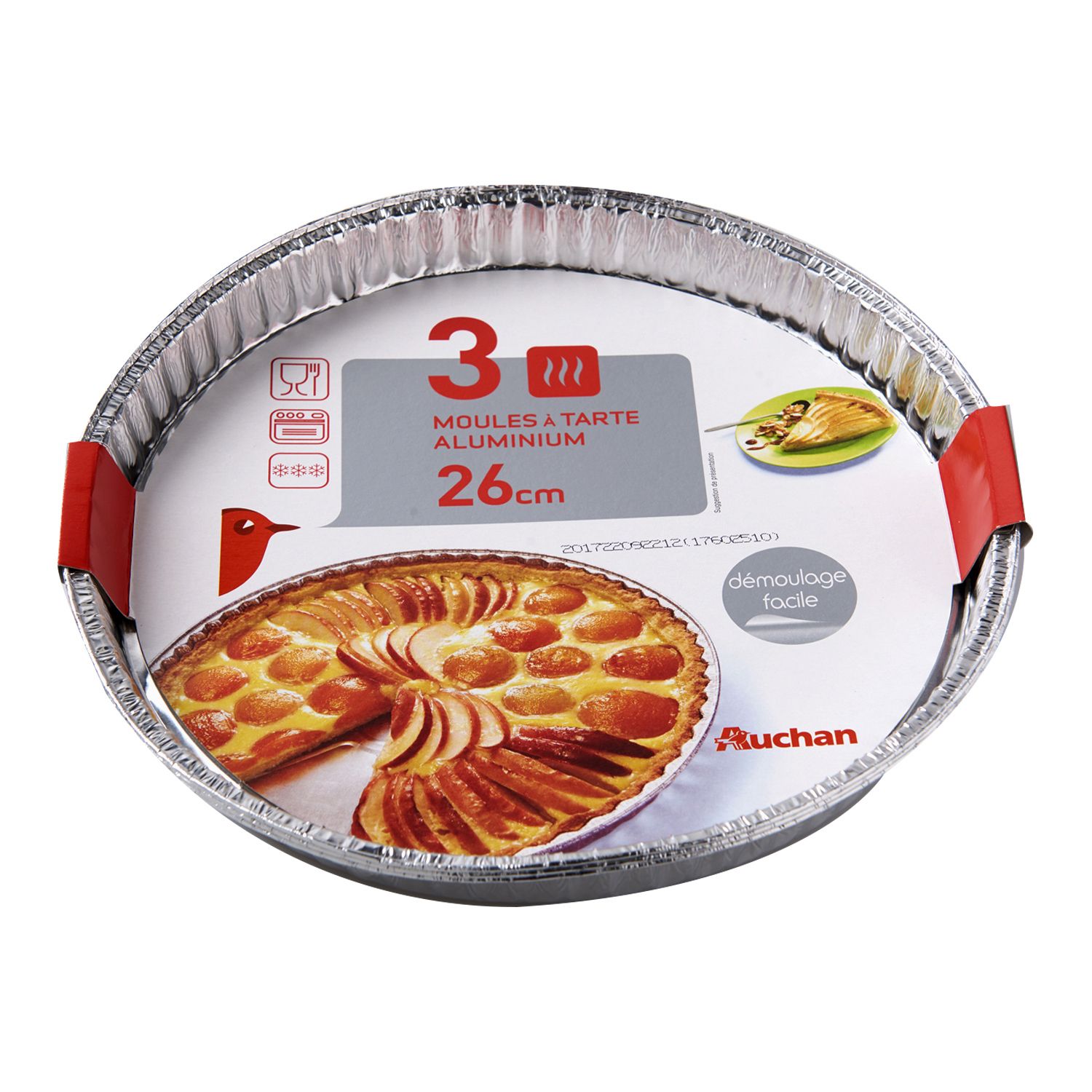 AUCHAN Moule à tarte en aluminium diamètre 26cm 3 moules pas cher 