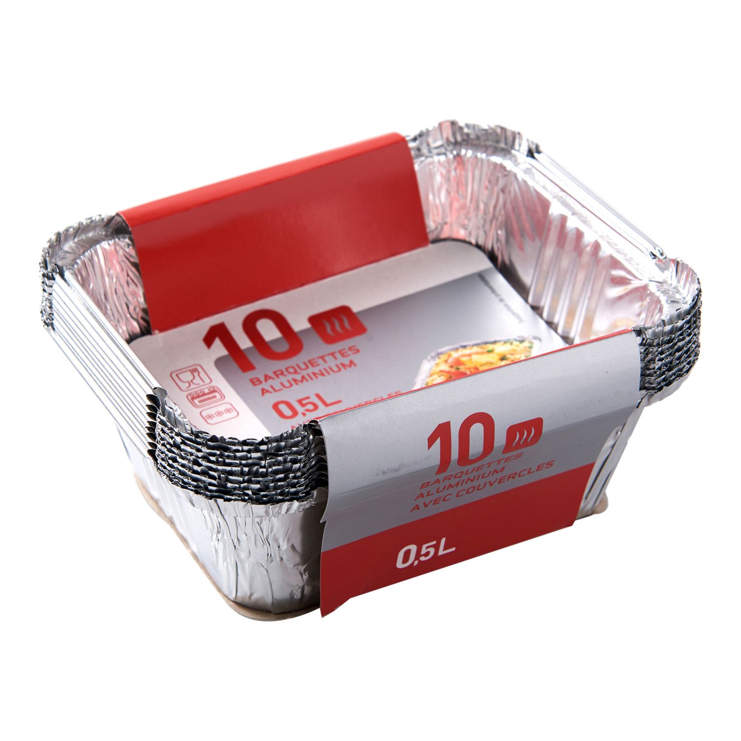 AUCHAN Barquettes aluminium carrés avec couvercles 0,5l 10