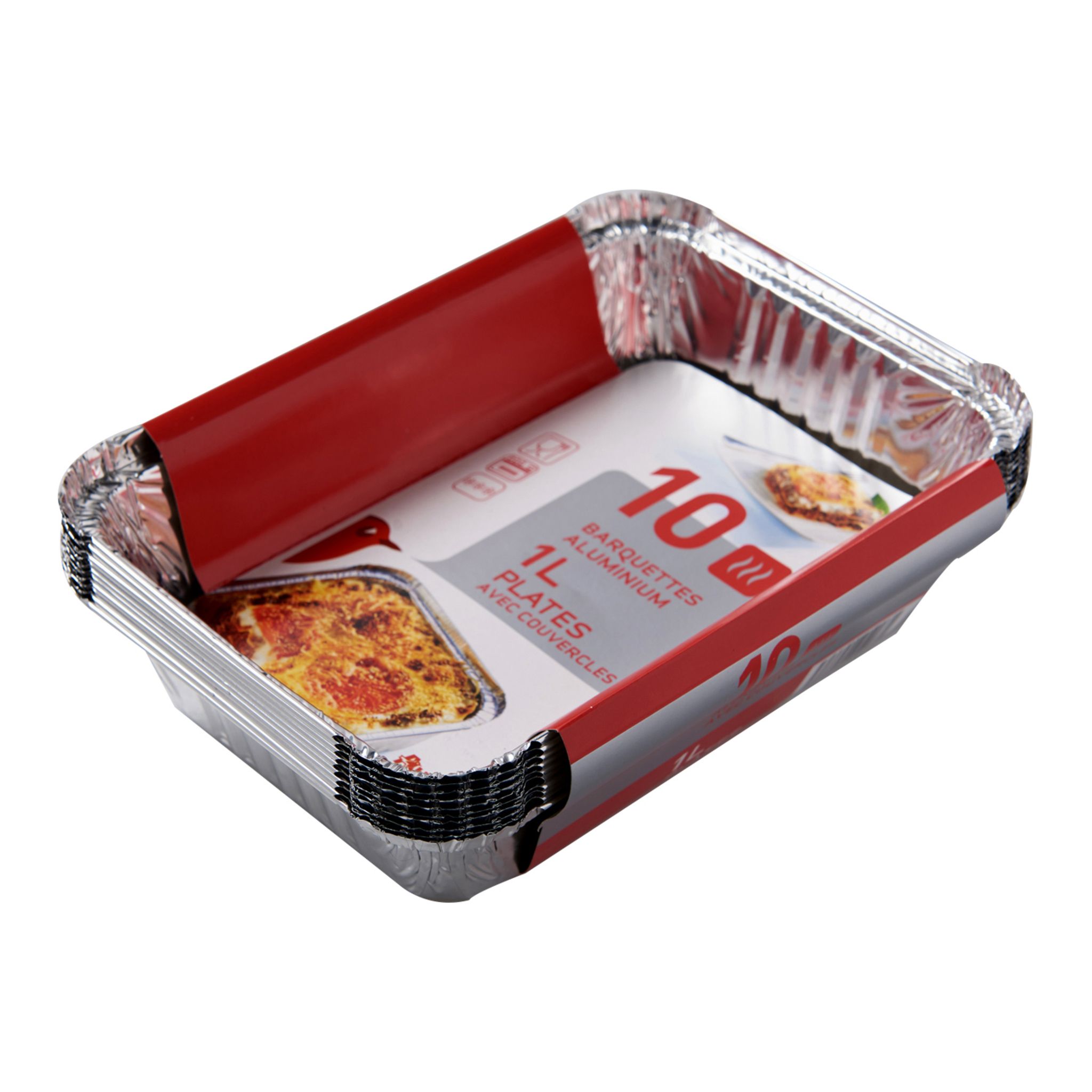 AUCHAN Barquettes aluminium plates avec couvercles 1l 10