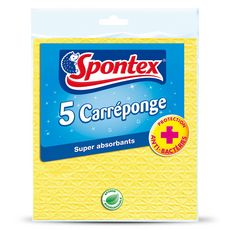 SPONTEX Eponges lavettes carréponge biodégradables 5 carréponges