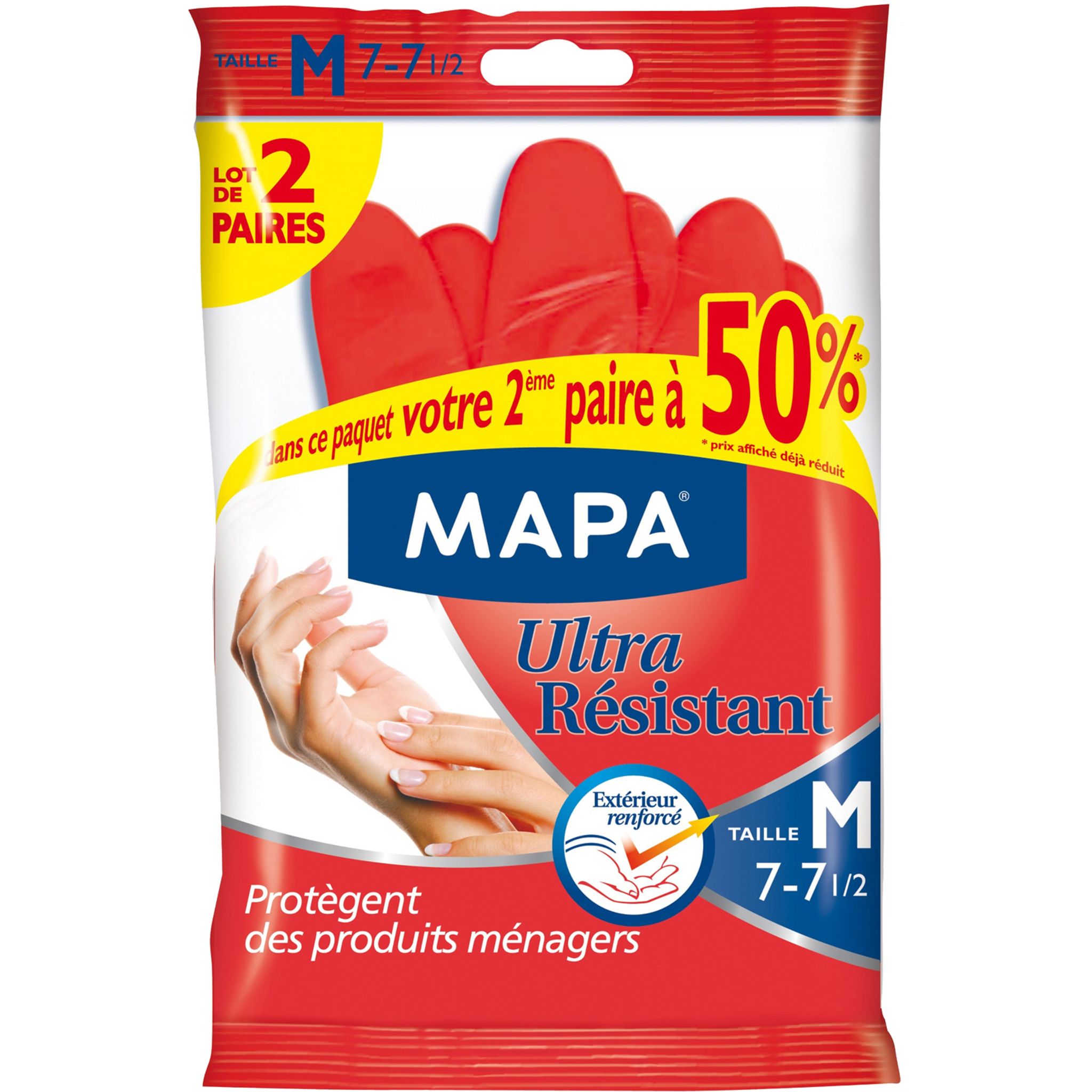 Gants ménage vaisselle MAPA Spontex La paire taille 6 Sachet de 10