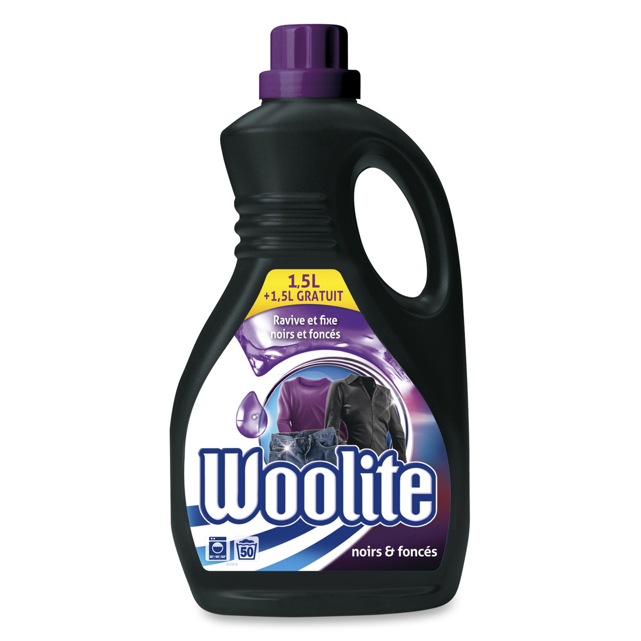 WOOLITE Lessive liquide noir foncés denim 50 lavages 1,5l+1,5l gratuit pas  cher 