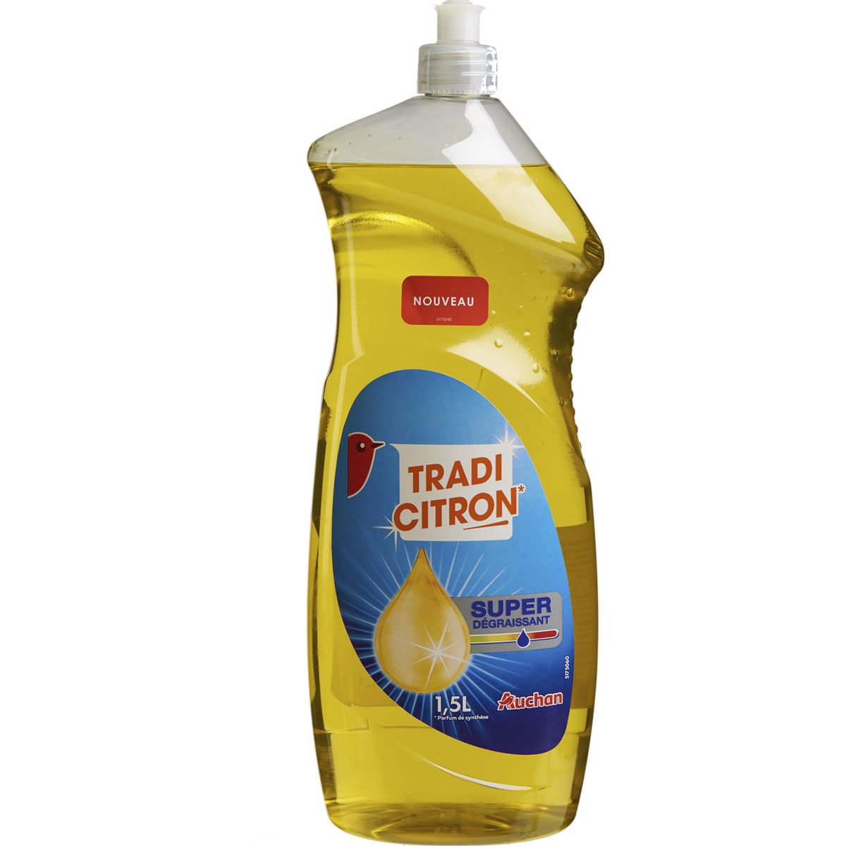 AUCHAN Liquide vaisselle super dégraissant au citron 1,5l pas cher 
