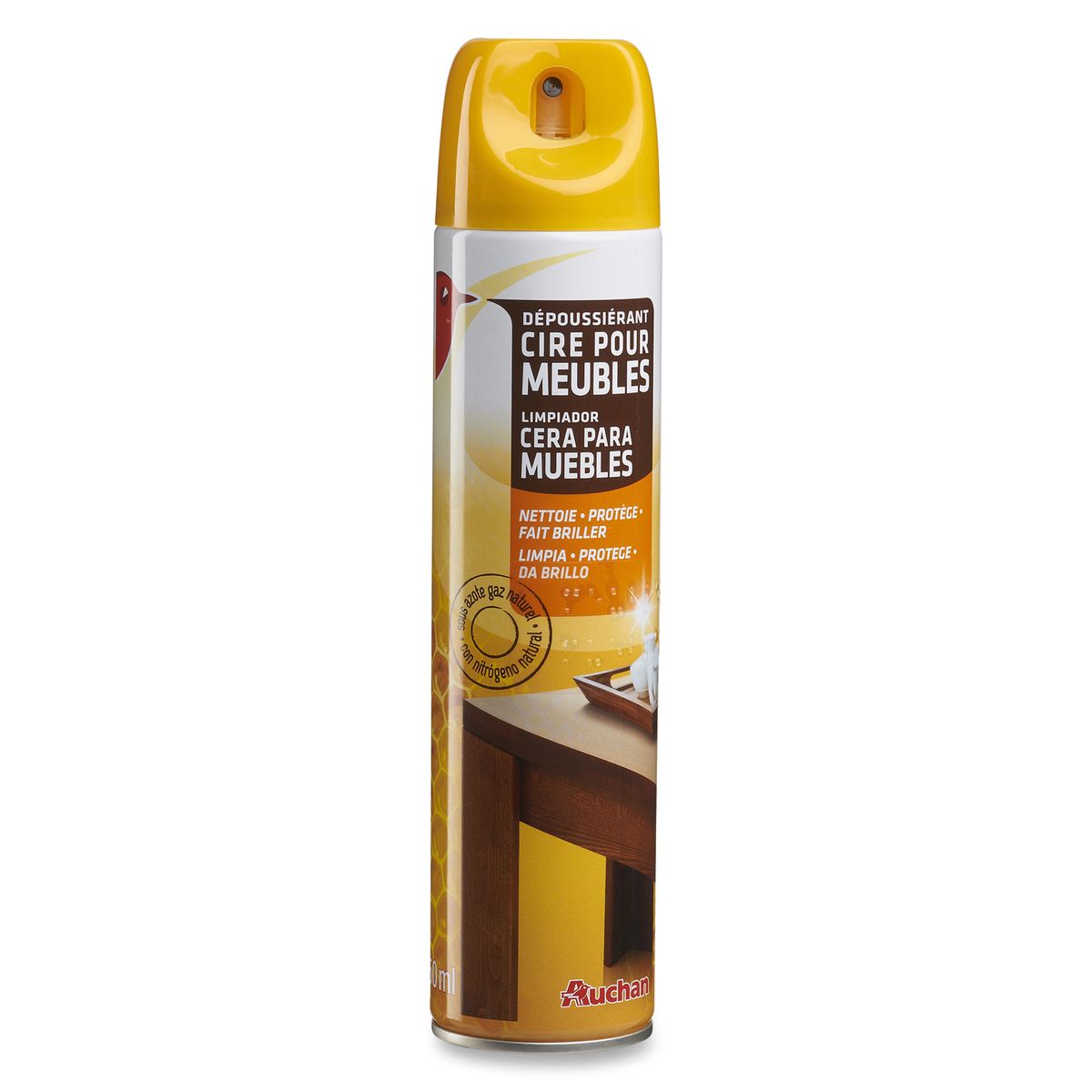 AUCHAN Auchan nettoyant meubles sous azote aérosol 250ml pas cher 