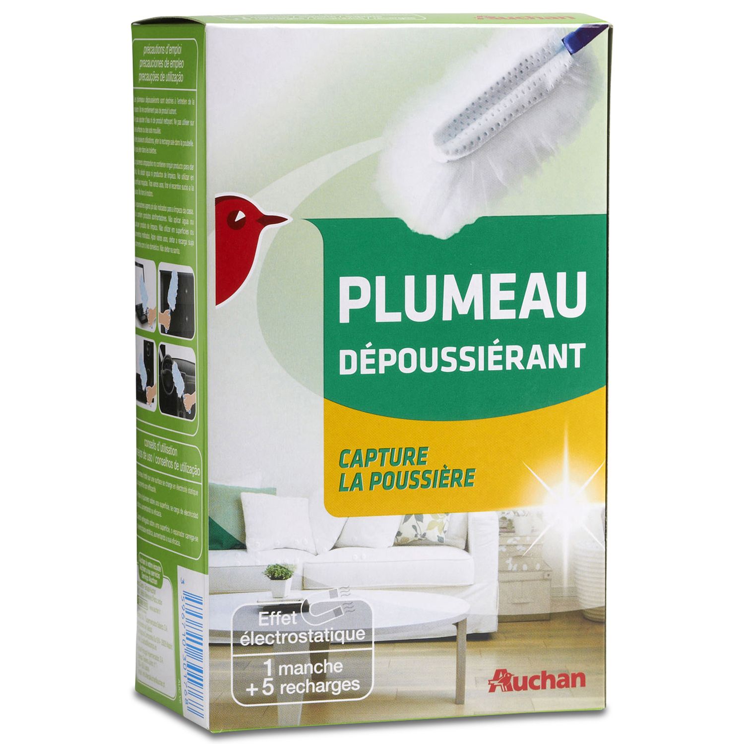 AUCHAN Plumeau dépoussiérant 5 recharges 1 plumeau