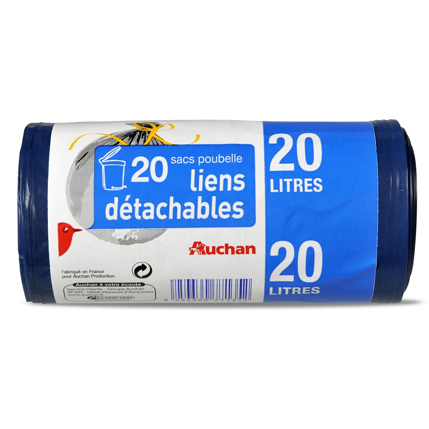 AUCHAN Sacs poubelle liens d tachables 20l 20 sacs pas cher