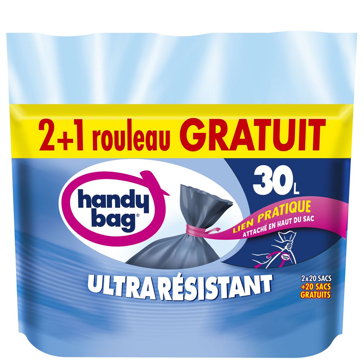 Sacs poubelle aux liens pratiques ultra résistants, Handy Bag (20 x
