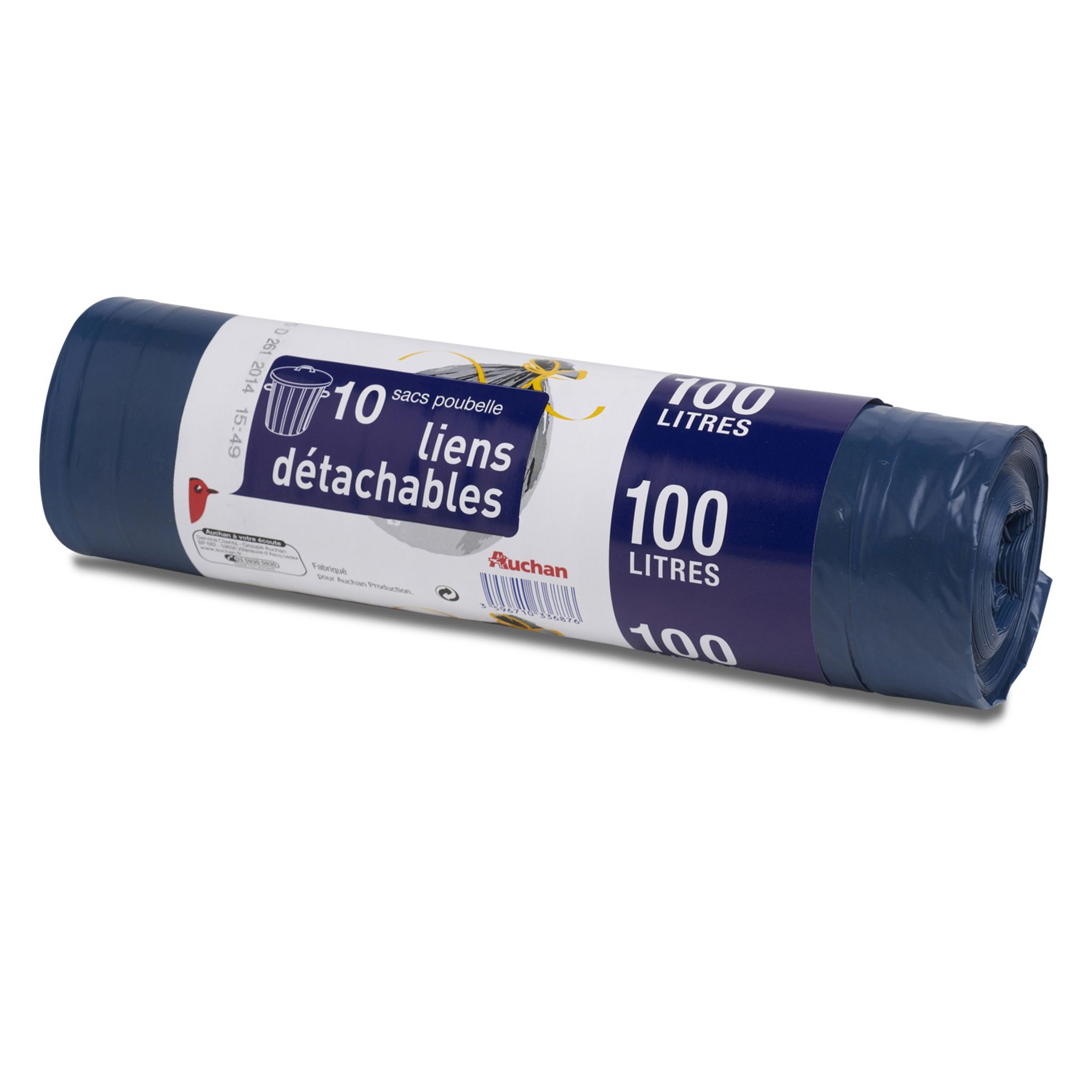 AUCHAN Sacs poubelle liens d tachables 100l 10 sacs pas cher