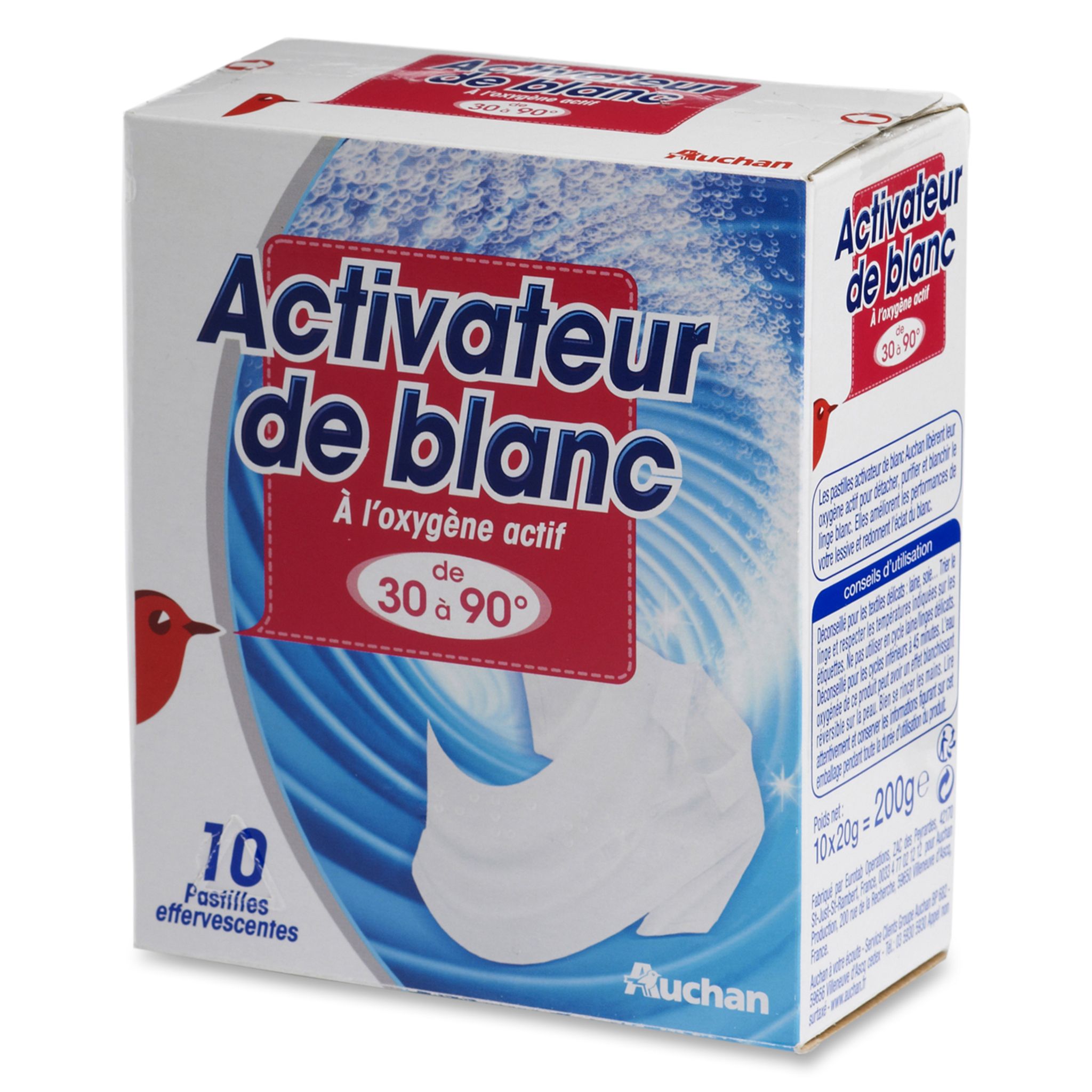 AUCHAN Auchan activateur de blanc pastilles effervescentes x10 pas cher 