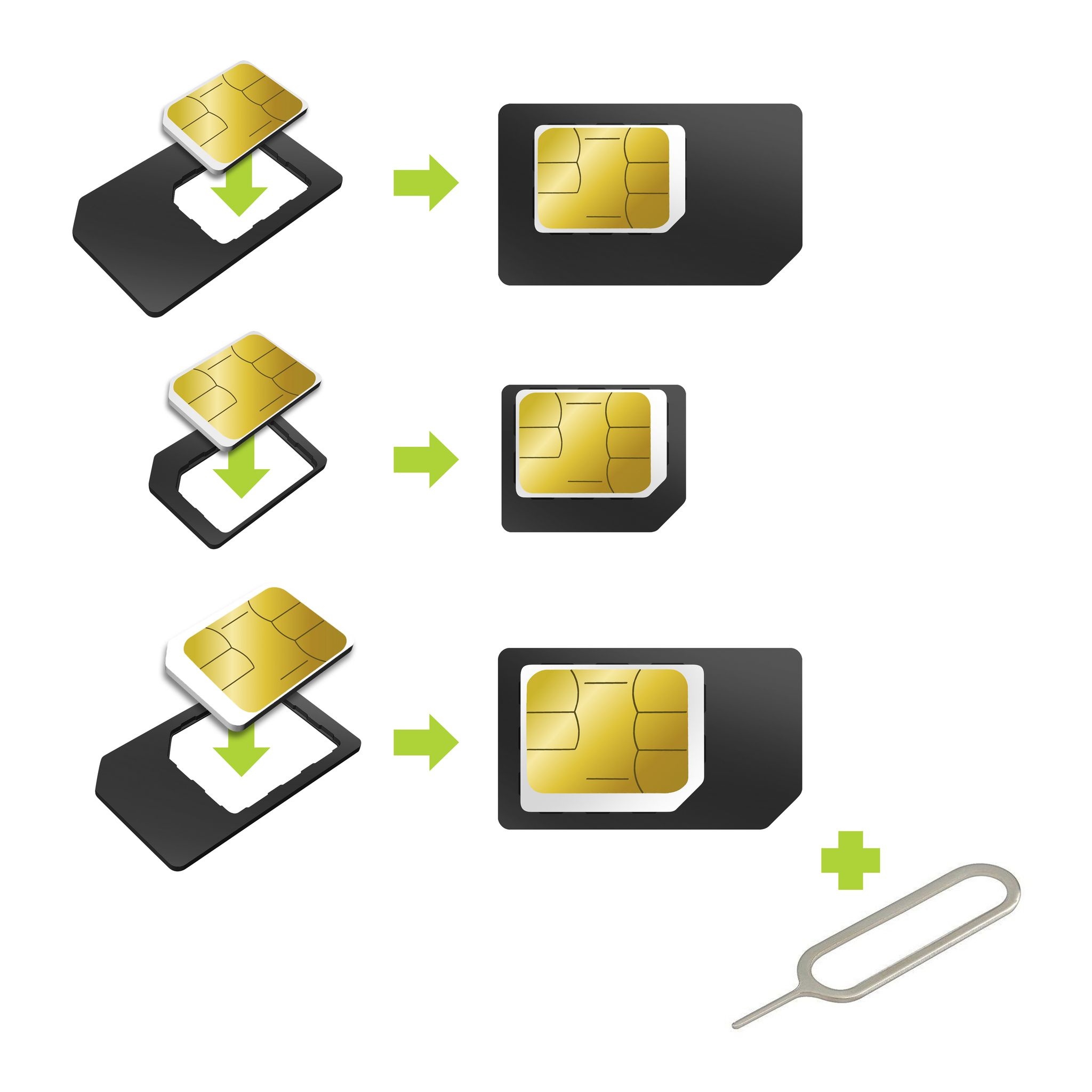 Adaptateur de Carte SIM Nano et Micro SIM Chip et Extracteur de Carte