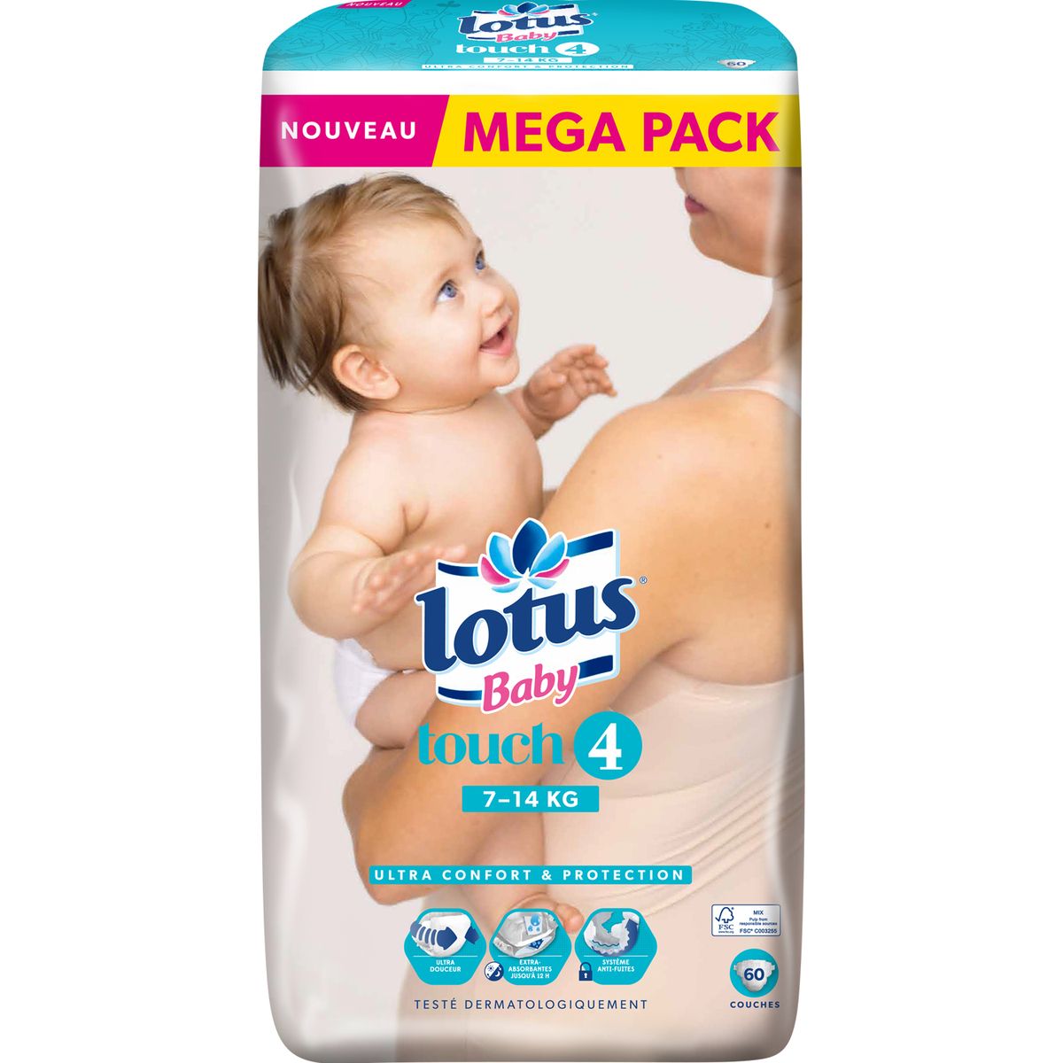 LOTUS Lotus baby touch change 7/14kg x60 taille 4 méga pack pas cher 