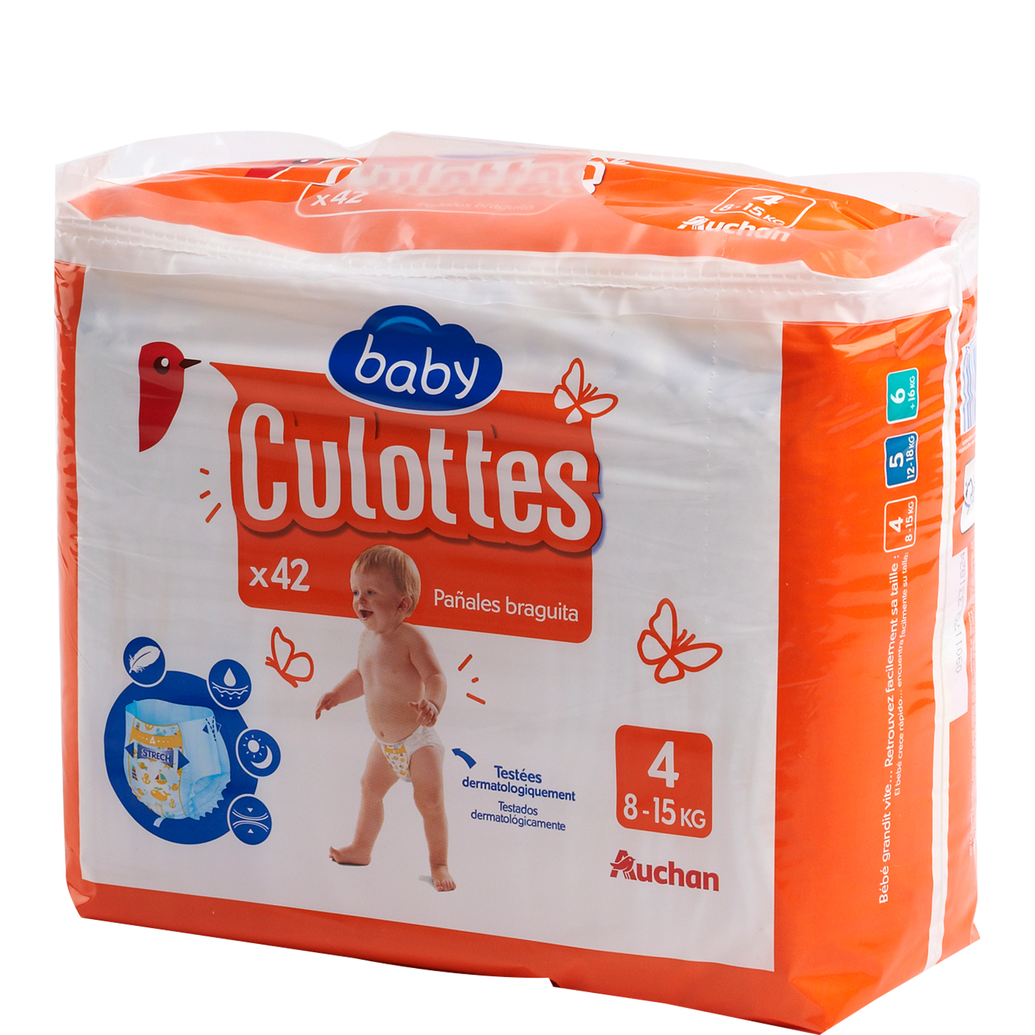 AUCHAN BABY Aqua + couches-culottes de bain taille M (11-18kg) 12 couches  pas cher 