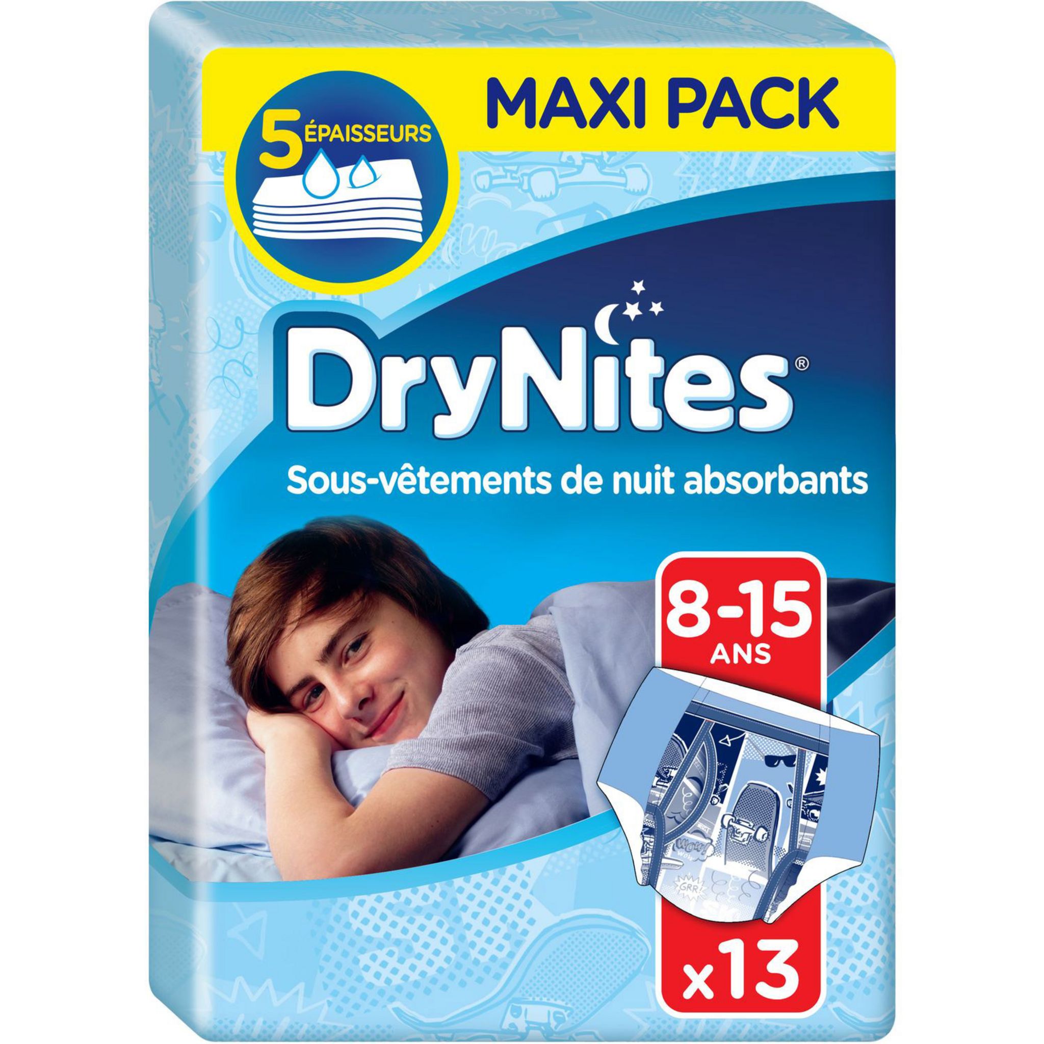 DRYNITES Sous-vetements de nuit absorbants jetables - Pour garçons