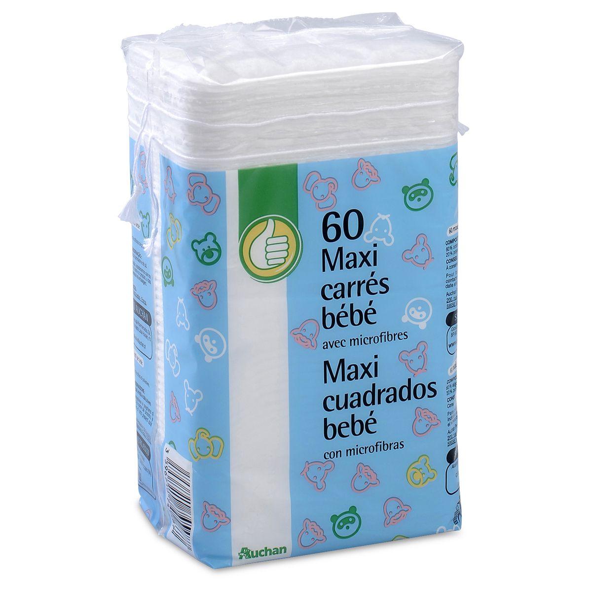 POUCE Maxi carrés coton bébé 60 cotons pas cher 