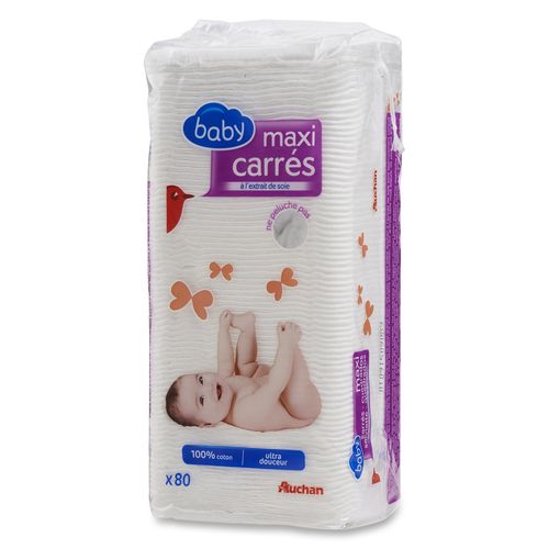 AUCHAN Auchan baby maxi carrés à l'extrait de soie ulta douceur