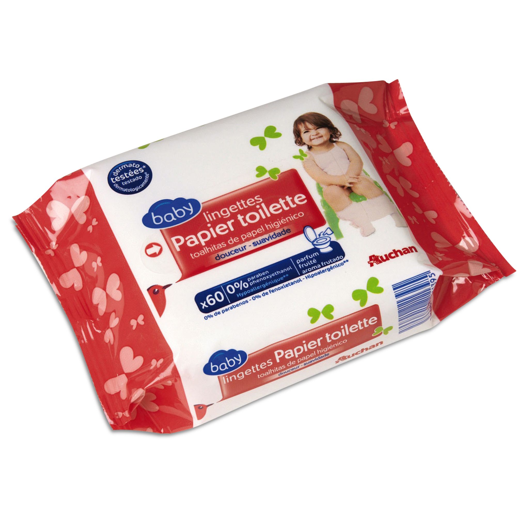 AUCHAN Auchan baby lingettes papier toilette imprégnées x60 pas cher 