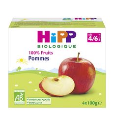 HIPP Petit pot dessert pommes bio dès 4/6 mois 4x100g