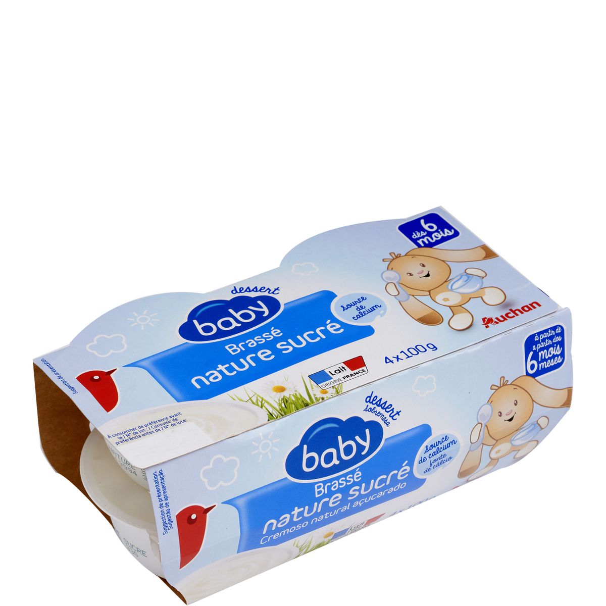 Auchan Auchan Baby Petit Pot Dessert Lacte Brasse Nature Sucre Des 6 Mois 4x100g 4x100g Pas Cher A Prix Auchan