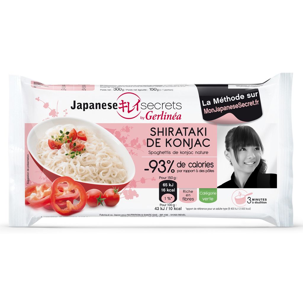 Shirataki de Konjac - Gerlinéa - Poids net : 300 g / Poids net égoutté :  150 g