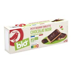 AUCHAN BIO Biscuits petit beurre avec tablette de chocolat noir 150g