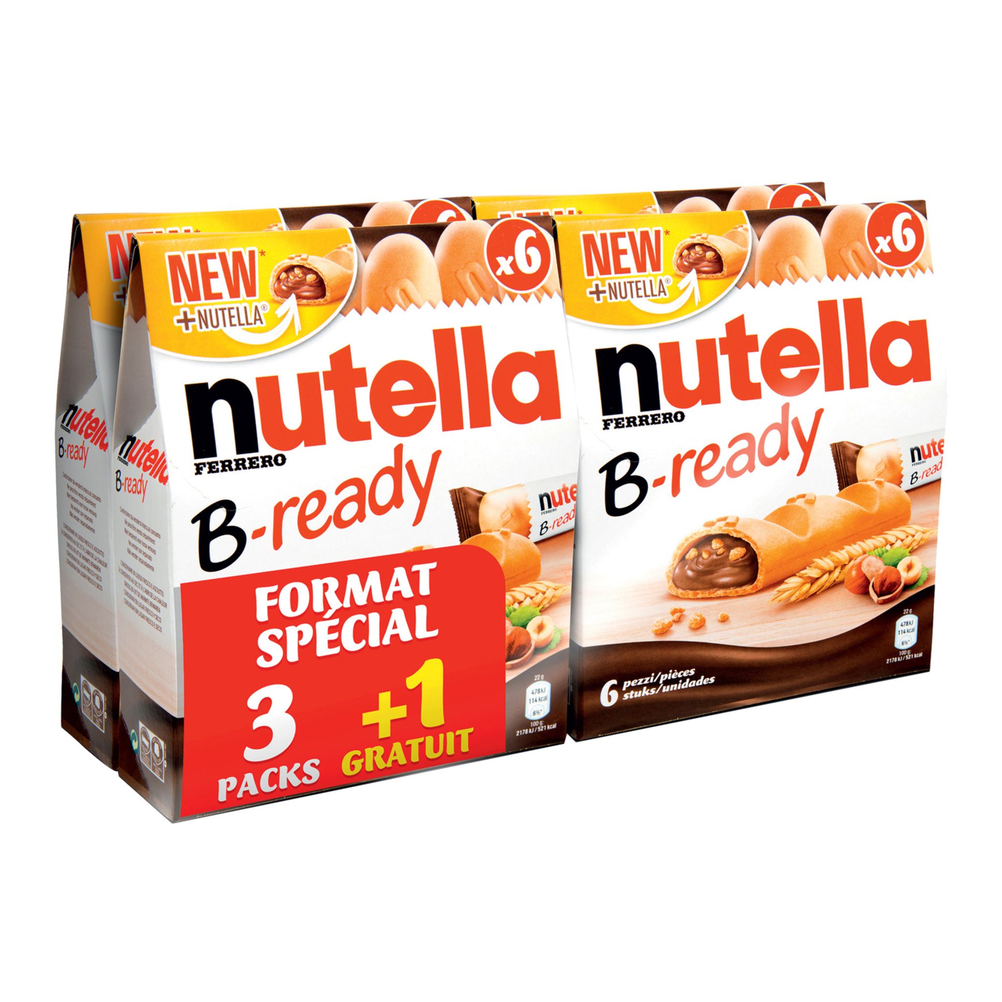 NUTELLA B-Ready gaufrettes fourrées de pâte à tartiner 15 biscuits 330g pas  cher 