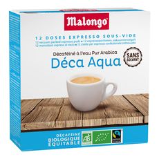 MALONGO Malongo bio équitable 123 déca aqua dosettes x12 -78g pas cher 