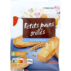 AUCHAN Petits pains grillés au froment sans huile de palme x17 225g