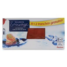 AUCHAN Auchan Saumon fumé sauvage du Pacifique tranché x8+ 2 offertes 300g 8 tranches + 2 offertes 300g