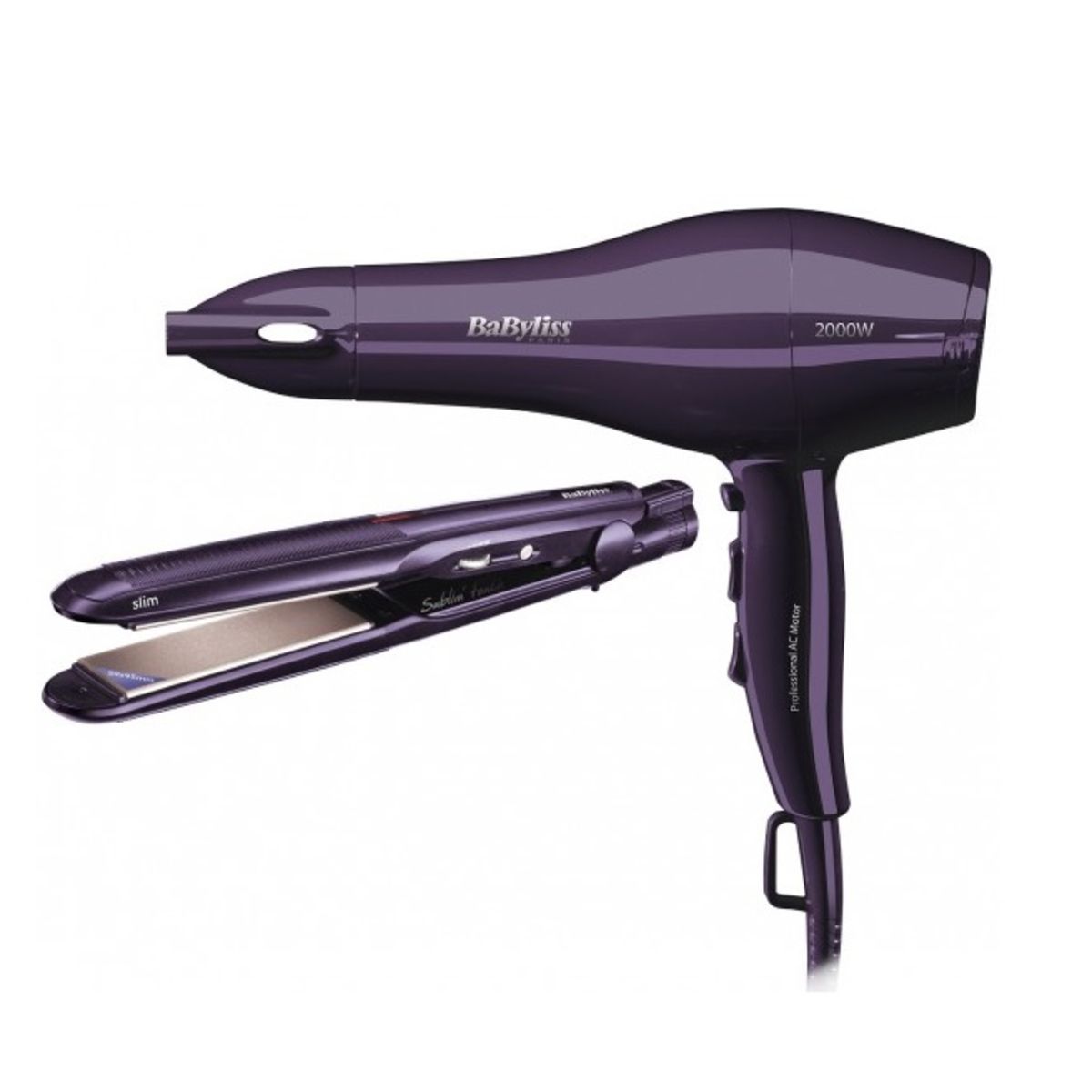 BABYLISS Sèche cheveux et Lisseur plaques étroites 6626PE, Violet