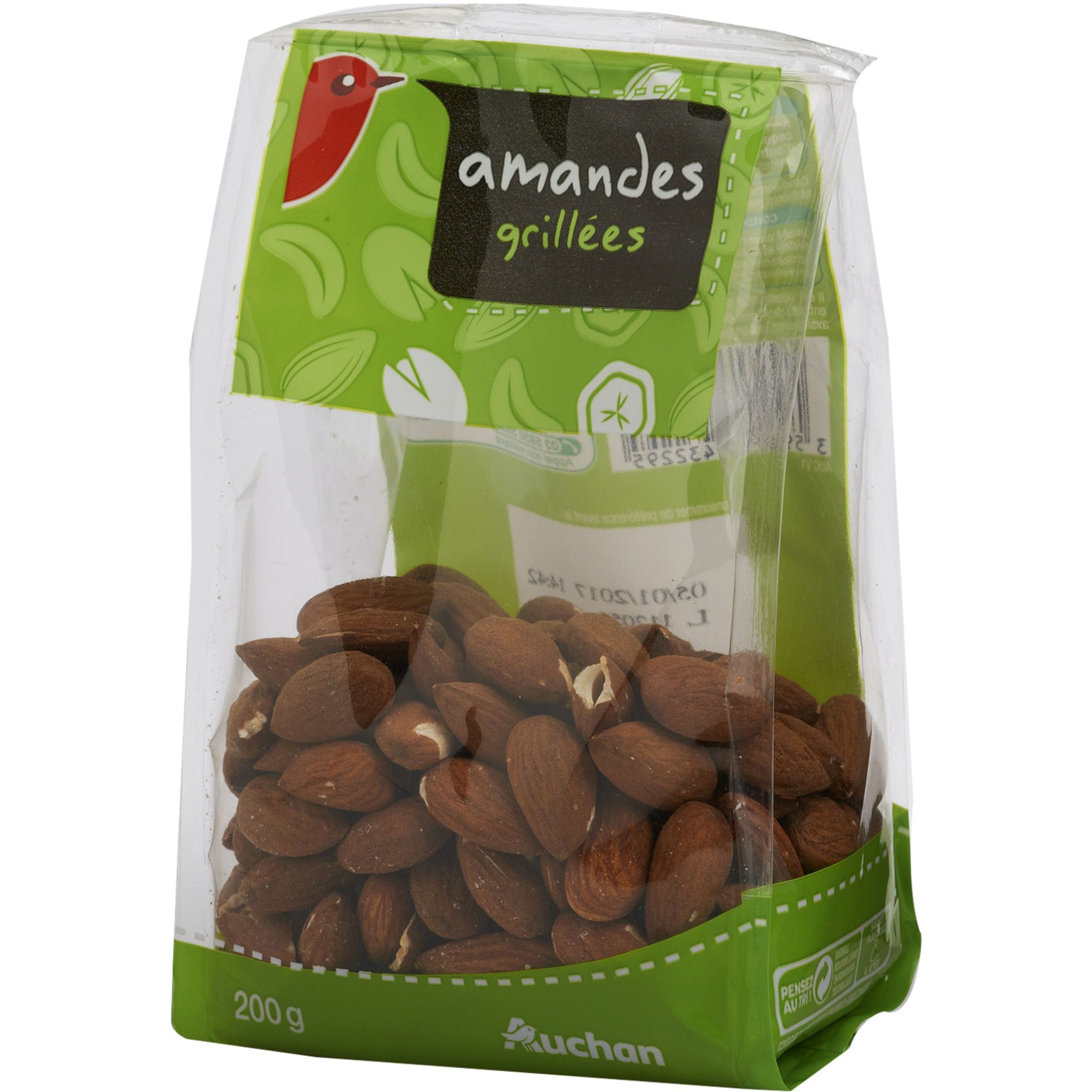 AUCHAN Amandes grillées sans sel ajouté 200g pas cher 