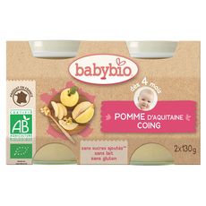 BABYBIO Petits pots pomme coing bio dès 4 mois 2x130g