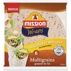 MISSION Wraps multigrains aux graines de lin 6 wraps 370g