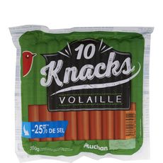 AUCHAN Auchan Knacks de volaille -25% de sel x10 - 350g 10 pièces 350g