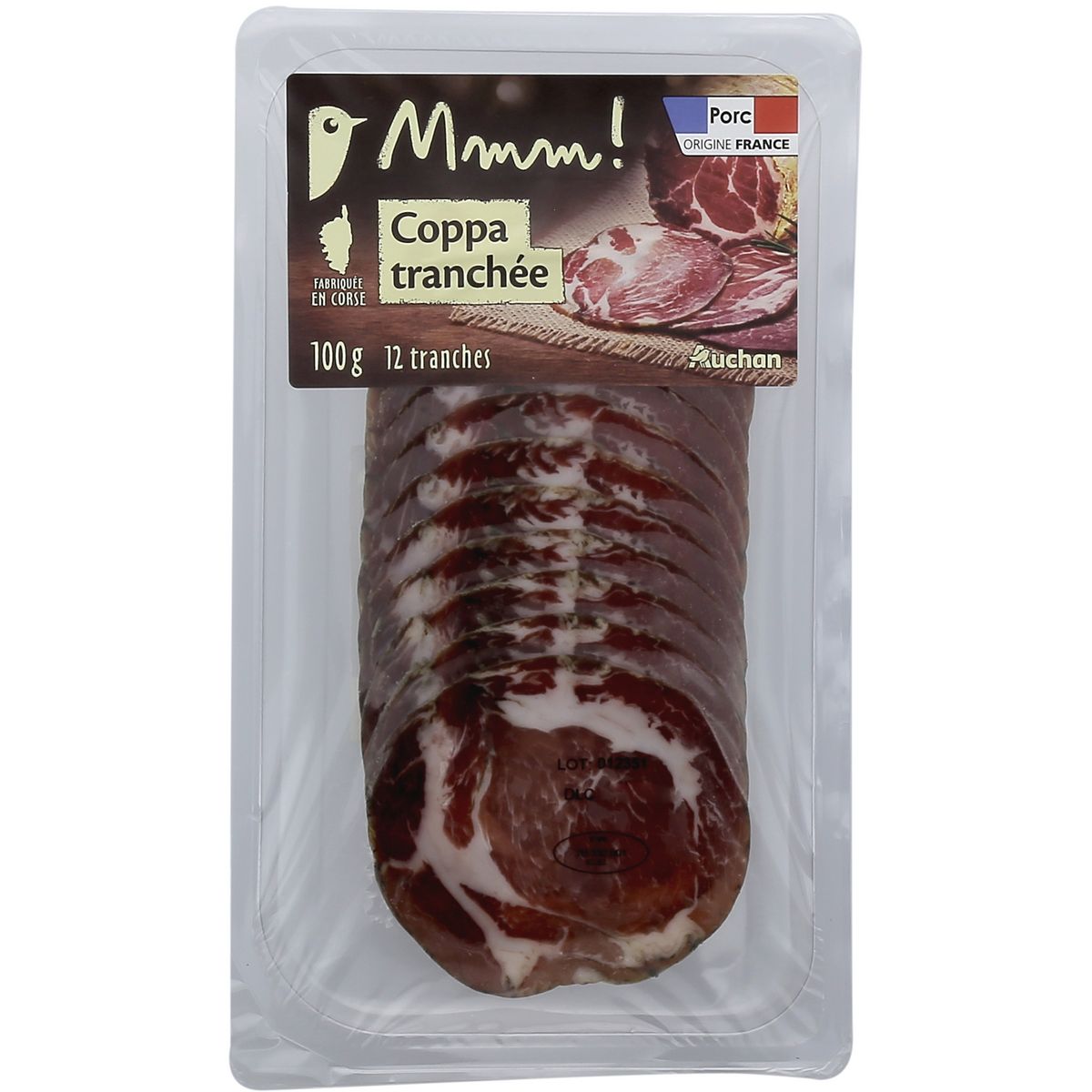 AUCHAN MMM! Coppa Corse tranchée 12 tranches 100g pas cher - Auchan.fr