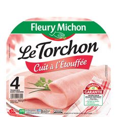 FLEURY MICHON Fleury Michon Jambon Le Torchon à l'étouffée sans couenne tranche x4 160g 4 tranches 160g