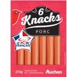 AUCHAN Auchan Saucisses Knacks x6 -210g 6 pièces 210g
